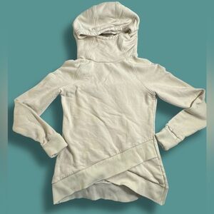 Marcella Hoodie Womens S Geneva Off White Pullover Sweatshirt Tulip Hem Stretch